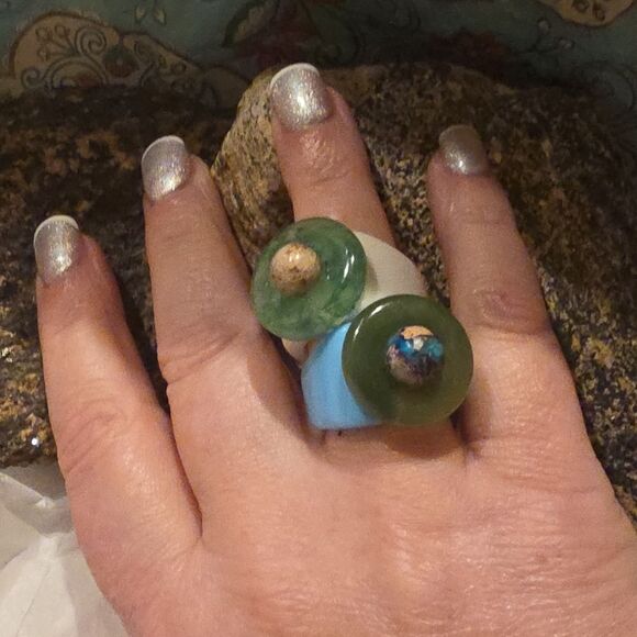 New Free People Acrylic Stone Open Back Statement Ring - Picture 4 of 6